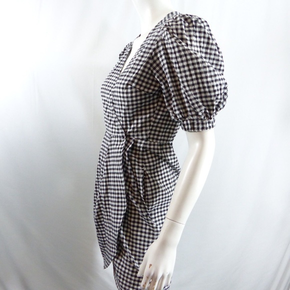 TOPSHOP 9-9 Gingham Tulip Minidress In Monochrome SIZE US 2 BLACK WHITE - Picture 4 of 9